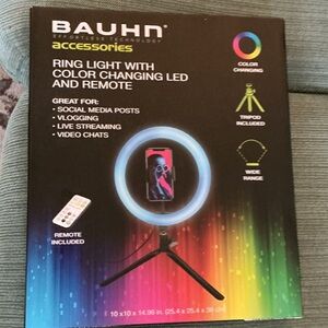 Blue LED Ring Light with Remote and Tripod